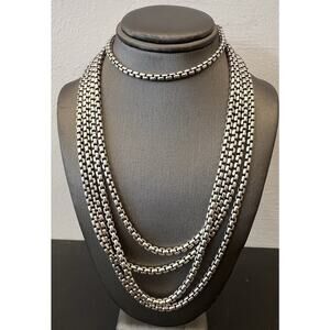 David Yurman 925 Medium Box Chain 72” With Gold 14k